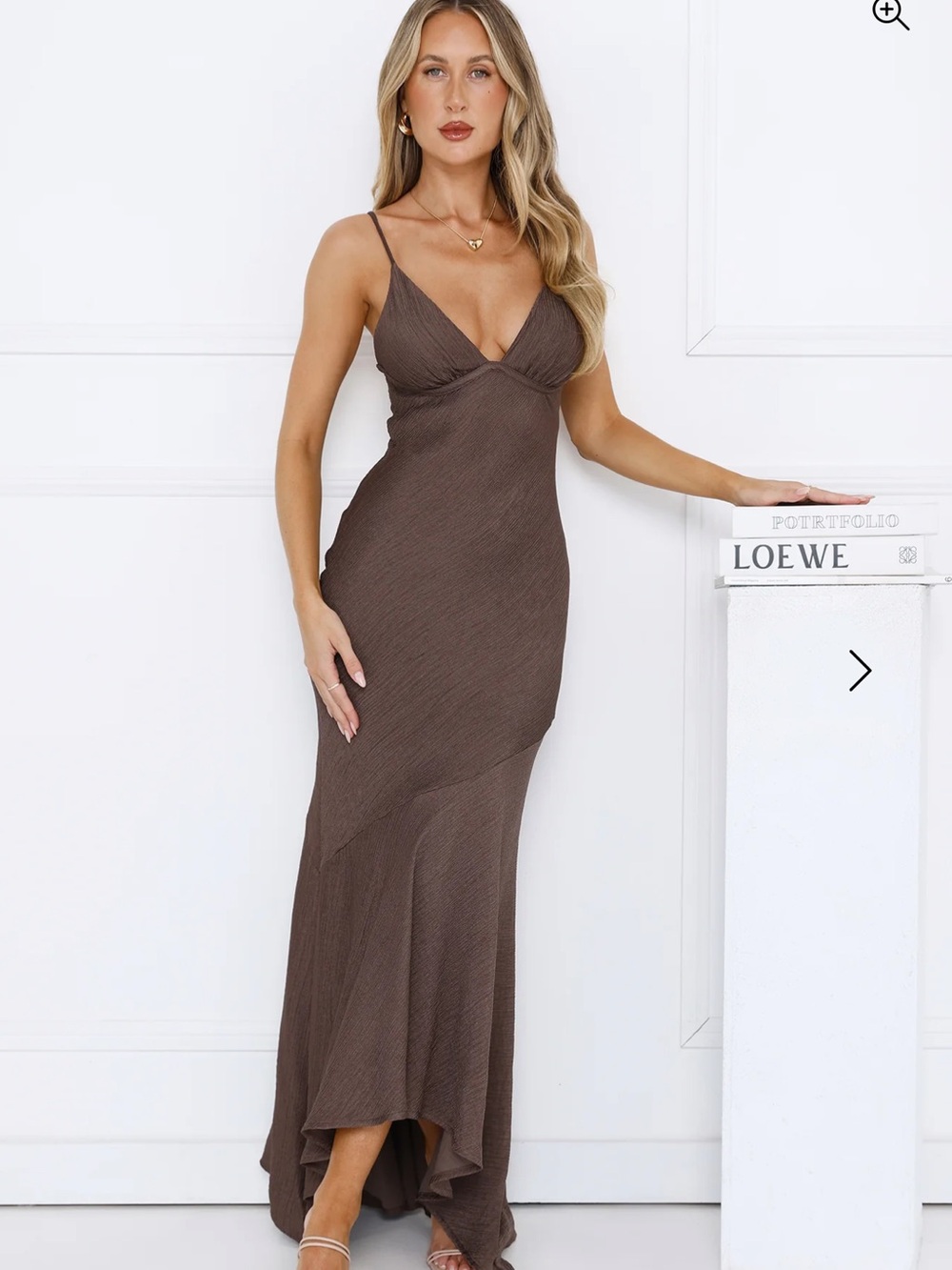 Hello Molly- LIVE ACTION MAXI DRESS BROWN- size Large